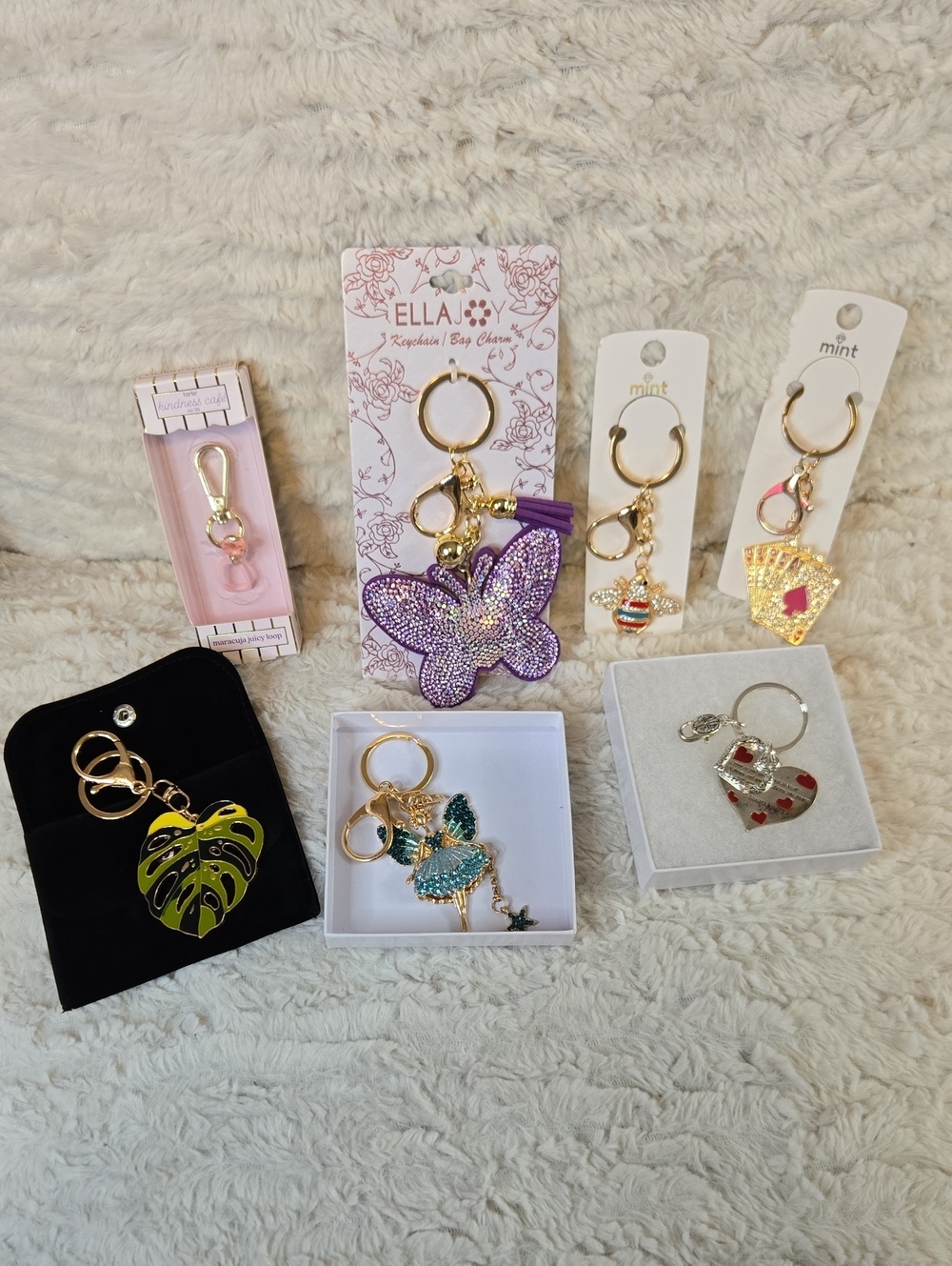 ELLA Purple Crystal Butterfly Keychain 7fer Bundle